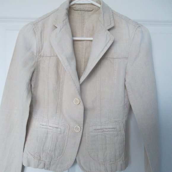 Prada Women's Ivory Linen Blend  2 Button Blazer Jacket - Picture 1 of 14